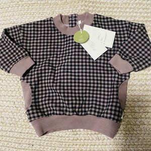 My Little Cozmo Oliver Organic Baby Plaid Sweatshirt - Taupe